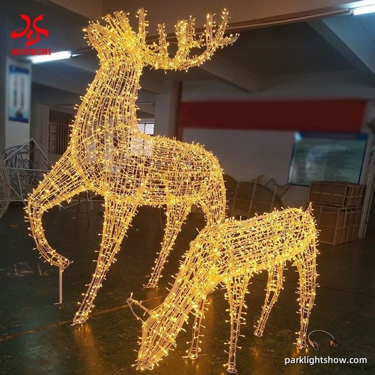 LED Christmas Reindeer Motif Light Enchanting Holiday Sculpture For Parks, Events, And Commercial Displays factory